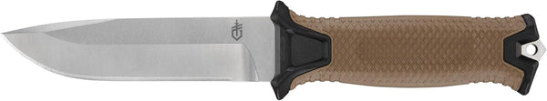 Gerber Gear StrongArm Camp Magnacut - Fixed Blade Survival Tactical Knife for Camping, Outdoor, Hunting - Ergonomic Ambidextrous Utility Tool - Made in USA - Coyote Brown