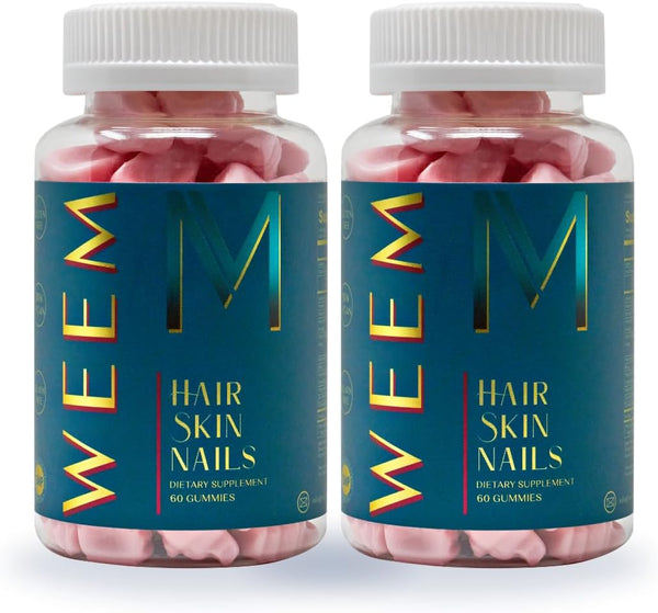 WEEM Hair Skin and Nails Gummies - Supports Healthy Hair - Vegan biotin Vitamins for Women & Men Supports Faster Hair Growth, Stronger Nails, Healthy Skin, Extra Strength (1,2,3)