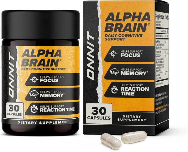 ONNIT Alpha Brain Nootropic Brain Supplement for Men & Women | Memory, Mental Clarity & Cognitive Improvement | Focus Capsules with L-Theanine, Vitamin B6 & Phosphatidylserine (90 Count)