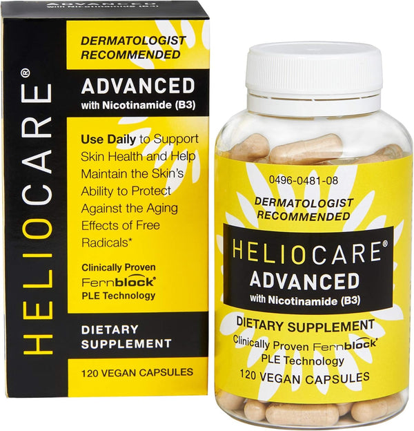 Heliocare Advanced Niacin B3 Supplement: Fernblock PLE Extract 240mg Per Serving - Supports Skin Cell Health W/Antioxidant Rich Vitamin B3 Niacin 500 mg - 120 Vegan Capsules